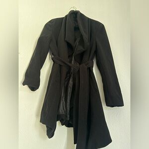 Large Love Tree Black Coat Belted